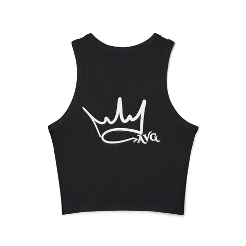 Crowed Back Racer Tank - WHITE LOGO