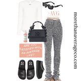 Stacks - Fuzzy B&W Striped Pants
