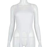 Unique Cut Tank Top - White