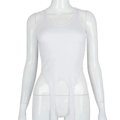 Unique Cut Tank Top - White